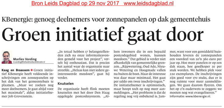 Bron Leids Dagblad op 29 nov 2017   www.leidsdagblad.nl