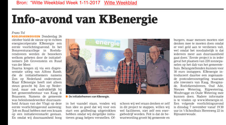 Bron:  “Witte Weekblad Week 1-11-2017   Witte Weekblad